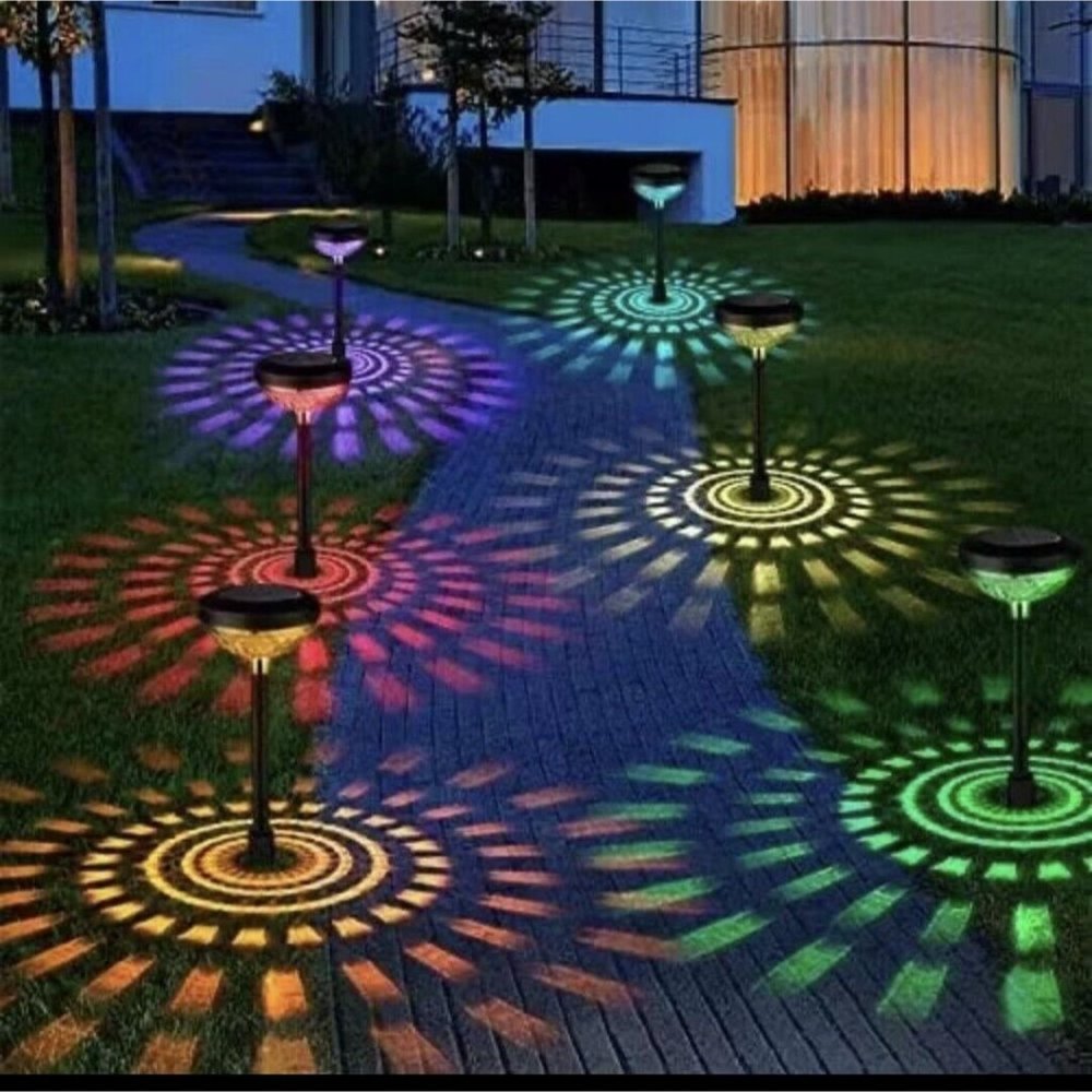 Solar Powered Path Lights 2 Pack RGB / Warm White LED Eco-friendly Easy Install - Picture 1 of 5